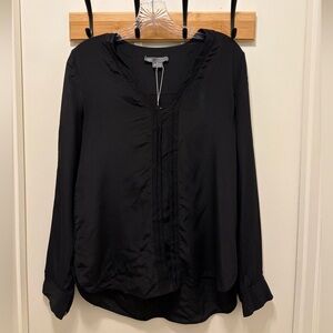 NWT $495 Vince Long Sleeve V Neck Silk Top